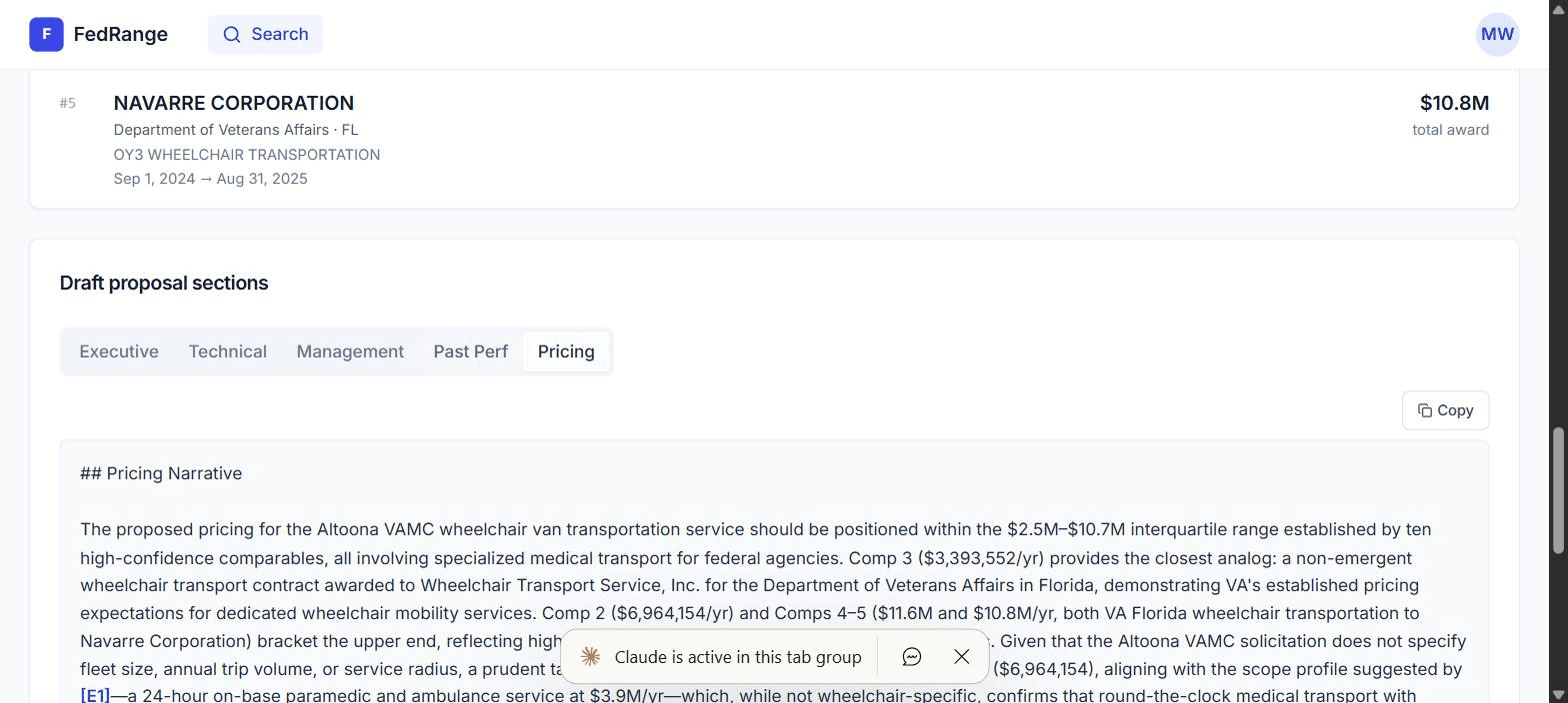 Pricing Narrative tab.